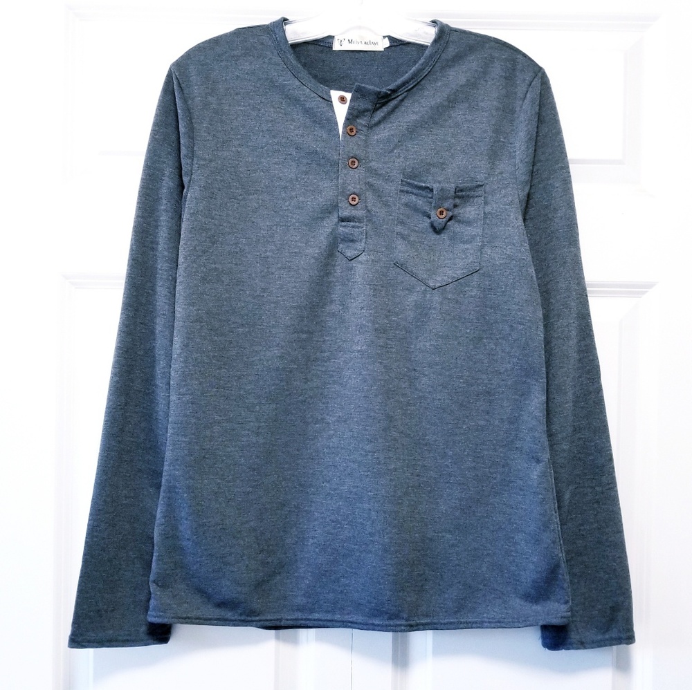 Meiya Aulaye Half Button Long Sleeve Gray Sweater